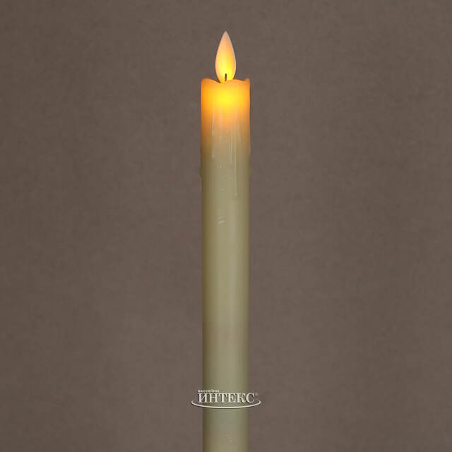 Столовая светодиодная свеча с имитацией пламени 22 см кремовая на батарейках Peha (Пеха)