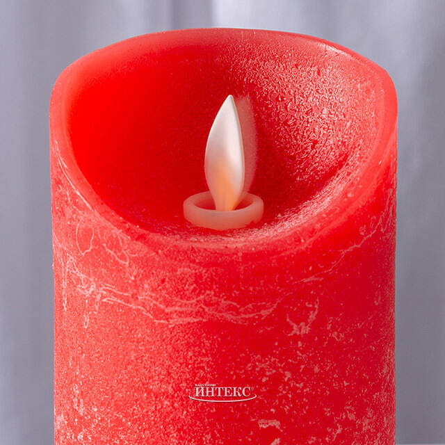 Светодиодная свеча с имитацией пламени 12.5 см, красная восковая, батарейка Peha