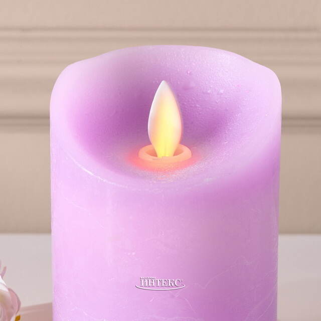 Светодиодная свеча с имитацией пламени 10 см, фиолетовая восковая, батарейка Peha (Пеха)