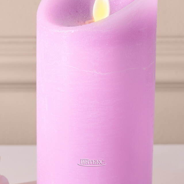 Светодиодная свеча с имитацией пламени 15 см, фиолетовая восковая, батарейка Peha (Пеха)