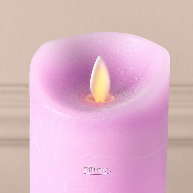 Светодиодная свеча с имитацией пламени 15 см, фиолетовая восковая, батарейка Peha (Пеха)