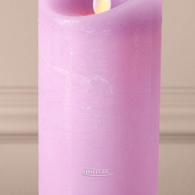 Светодиодная свеча с имитацией пламени 18 см, фиолетовая восковая, батарейка Peha