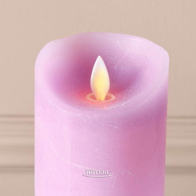 Светодиодная свеча с имитацией пламени 18 см, фиолетовая восковая, батарейка Peha