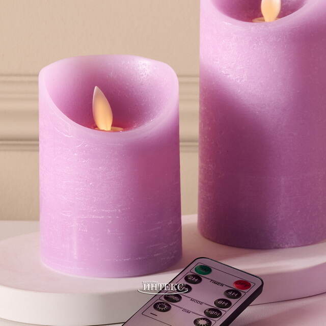Набор свечей с имитацией пламени Шанти 10-15 см, 3 шт, с пультом управления, фиолетовые Peha (Пеха)