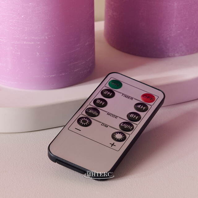 Набор свечей с имитацией пламени Шанти 10-15 см, 3 шт, с пультом управления, фиолетовые Peha (Пеха)