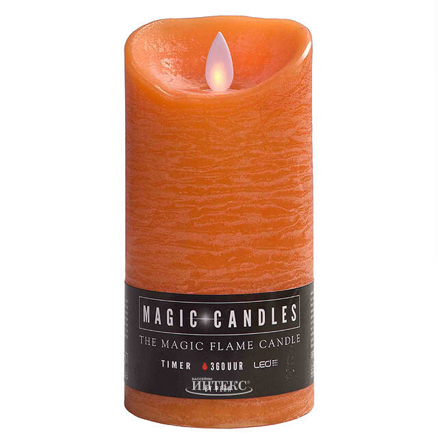 Светодиодная свеча с имитацией пламени 15 см, оранжевая восковая, батарейка Peha