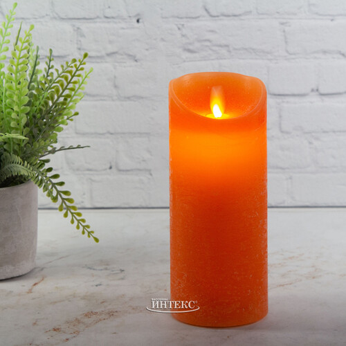 Светодиодная свеча с имитацией пламени Линдис 18 см, оранжевая, батарейка Peha