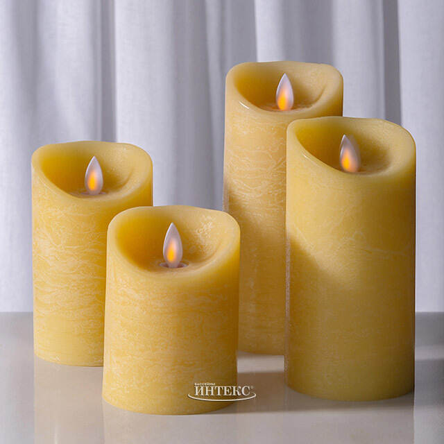 Светодиодная свеча с имитацией пламени 15 см, желтая восковая, батарейка Peha