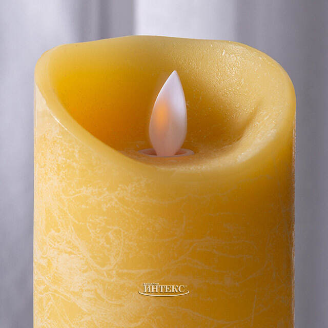 Светодиодная свеча с имитацией пламени 12.5 см, желтая восковая, батарейка Peha