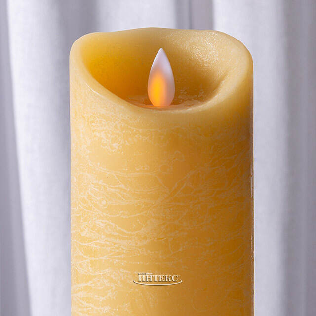 Светодиодная свеча с имитацией пламени 18 см, желтая восковая Peha