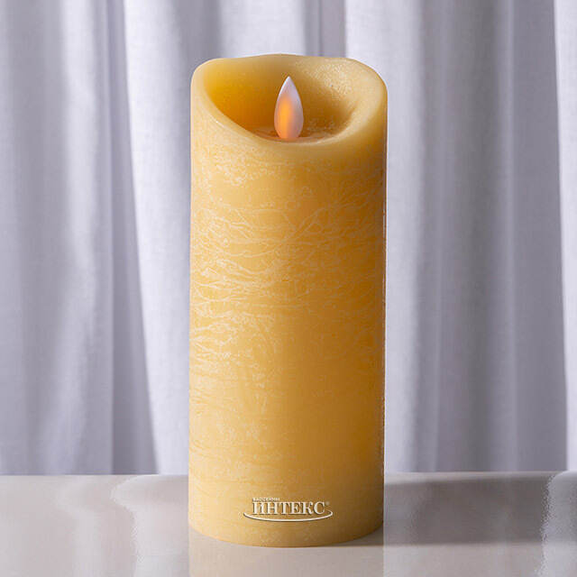 Светодиодная свеча с имитацией пламени 18 см, желтая восковая Peha