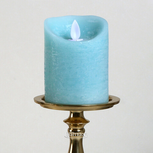 Светодиодная свеча с имитацией пламени 10 см, голубая восковая, батарейка Peha