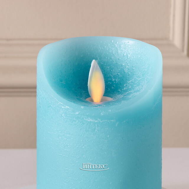 Светодиодная свеча с имитацией пламени 10 см, голубая восковая, батарейка Peha (Пеха)