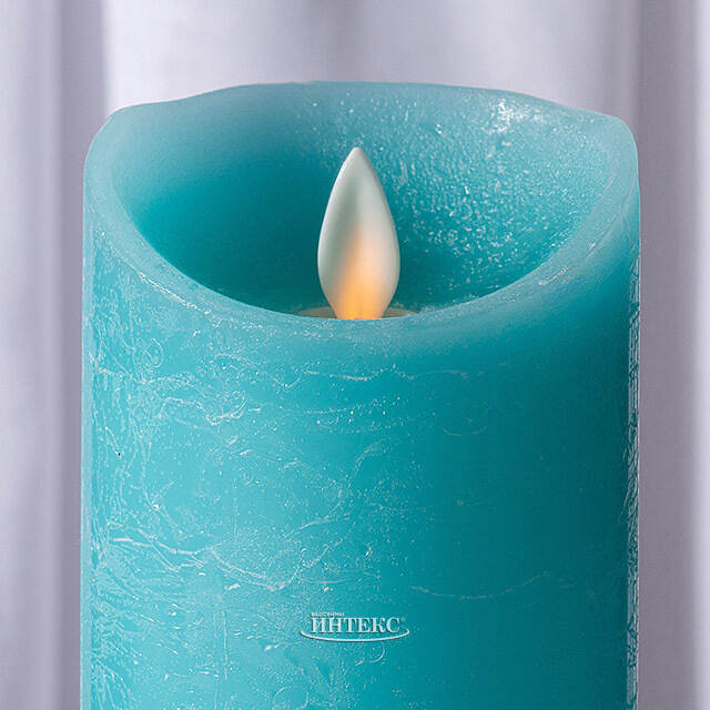 Светодиодная свеча с имитацией пламени Линдис 12.5 см, голубая восковая, батарейка Peha (Пеха)