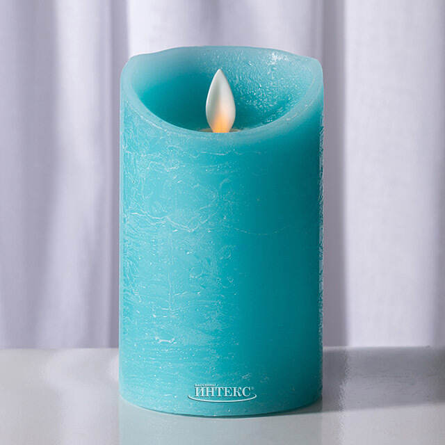 Светодиодная свеча с имитацией пламени Линдис 12.5 см, голубая восковая, батарейка Peha (Пеха)
