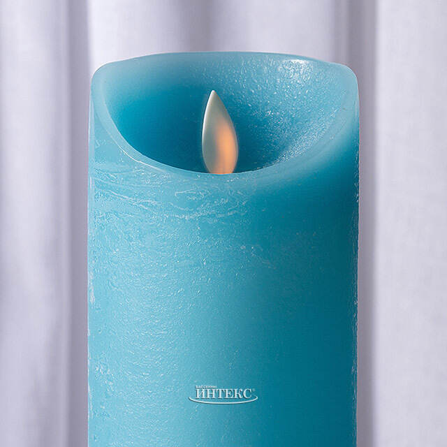 Светодиодная свеча с имитацией пламени Линдис 15 см, голубая, батарейка Peha