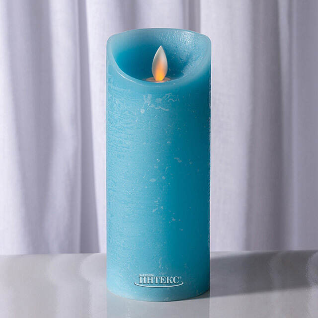 Светодиодная свеча с имитацией пламени Линдис 18 см, голубая, батарейка Peha