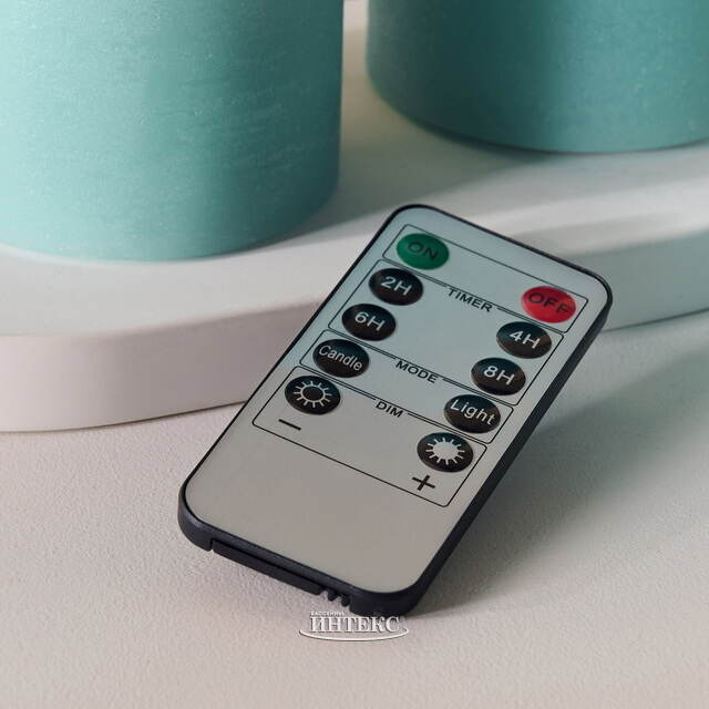 Набор свечей с имитацией пламени Ленорра Шанти 10-15 см, 3 шт, бирюзовые, с пультом управления Peha (Пеха)