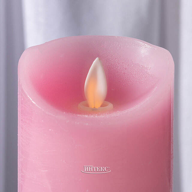 Светодиодная свеча с имитацией пламени 10 см, розовая восковая, батарейка Peha (Пеха)