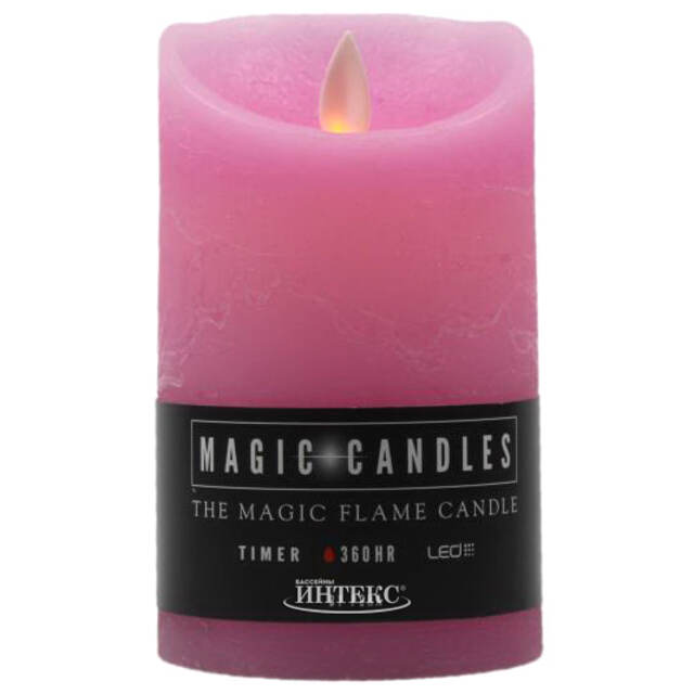 Светодиодная свеча с имитацией пламени 12.5 см, розовая восковая, батарейка Peha (Пеха)
