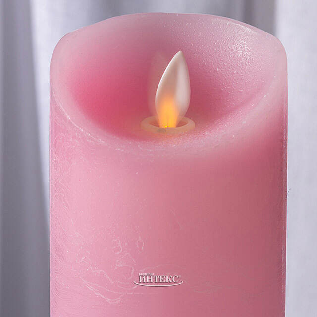 Светодиодная свеча с имитацией пламени 12.5 см, розовая восковая, батарейка Peha (Пеха)