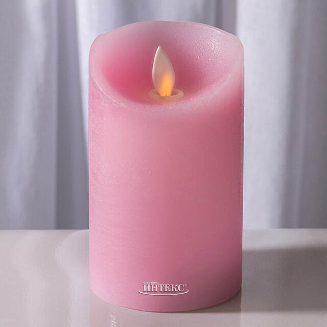 Светодиодная свеча с имитацией пламени 12.5 см, розовая восковая, батарейка Peha (Пеха)