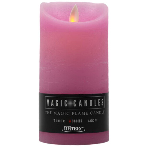 Светодиодная свеча с имитацией пламени 15 см, розовая восковая, батарейка Peha