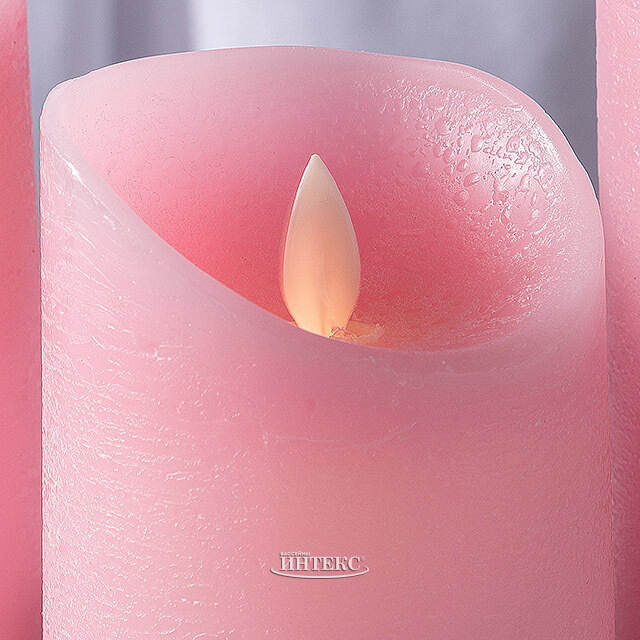 Набор свечей с имитацией пламени Ленорра Шанти 10-15 см, 3 шт, розовые, с пультом управления Peha (Пеха)