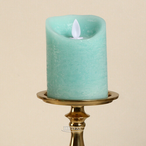 Светодиодная свеча с имитацией пламени 10 см, мятная восковая, батарейка Peha