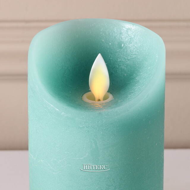 Светодиодная свеча с имитацией пламени 12.5 см, темно-мятная восковая, батарейка Peha (Пеха)