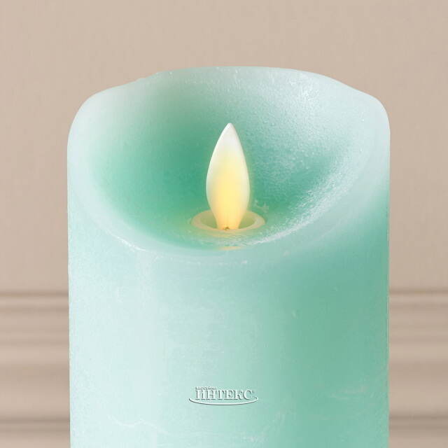 Светодиодная свеча с имитацией пламени 18 см, светло-мятная восковая, батарейка Peha (Пеха)