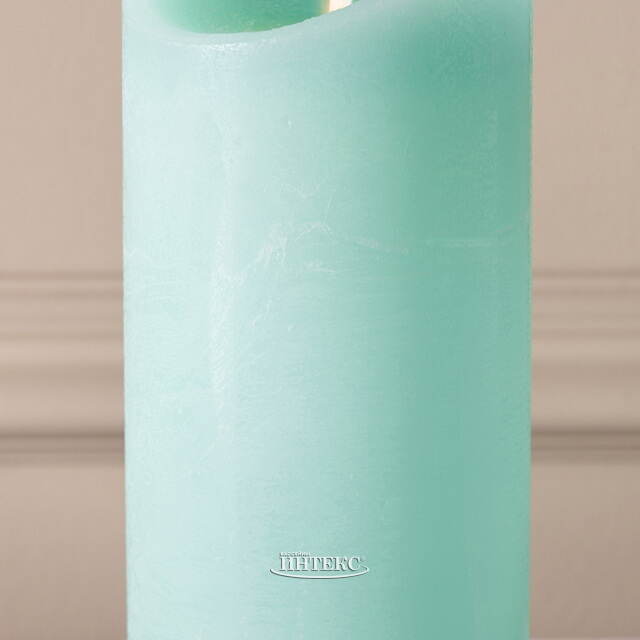 Светодиодная свеча с имитацией пламени 18 см, светло-мятная восковая, батарейка Peha (Пеха)