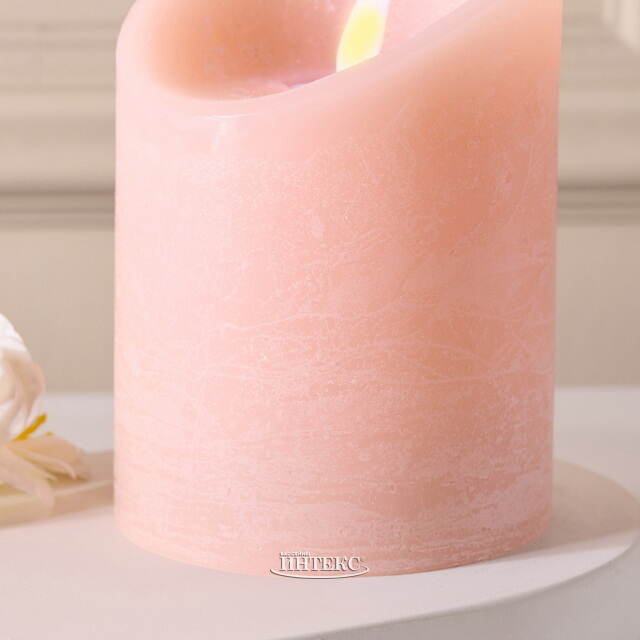 Светодиодная свеча с имитацией пламени 10 см, коралловая восковая, батарейка Peha (Пеха)