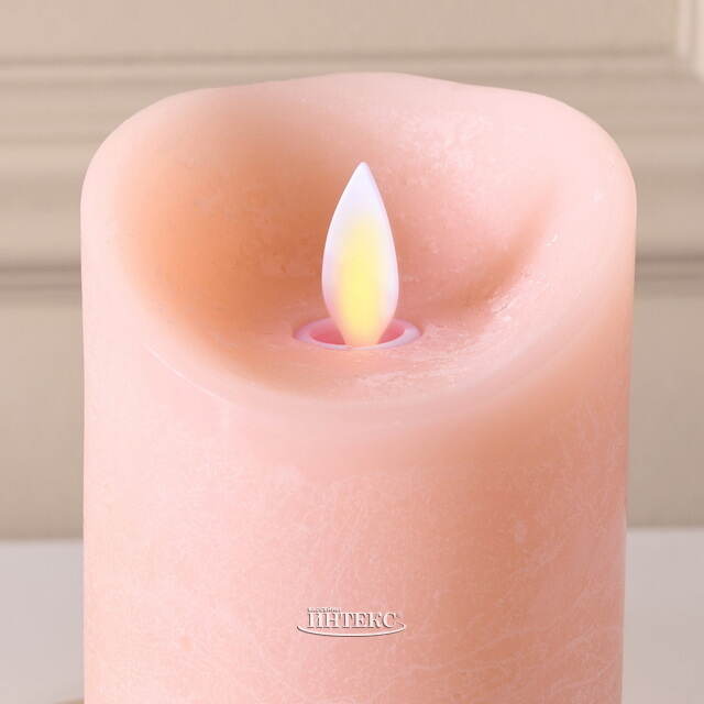 Светодиодная свеча с имитацией пламени 10 см, коралловая восковая, батарейка Peha (Пеха)