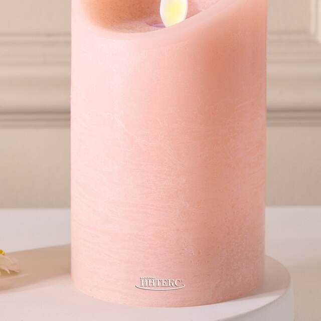 Светодиодная свеча с имитацией пламени 12.5 см, коралловая восковая, батарейка Peha (Пеха)