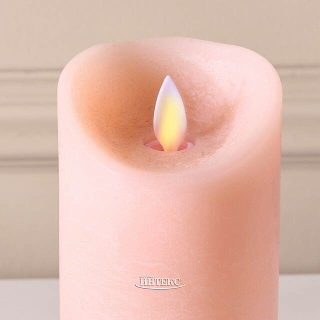 Светодиодная свеча с имитацией пламени 12.5 см, коралловая восковая, батарейка Peha (Пеха)