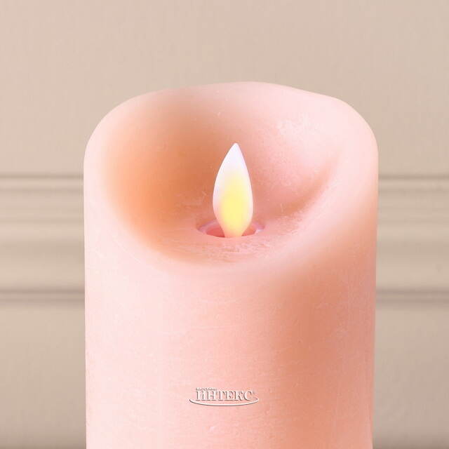 Светодиодная свеча с имитацией пламени 15 см, коралловая восковая, батарейка Peha (Пеха)