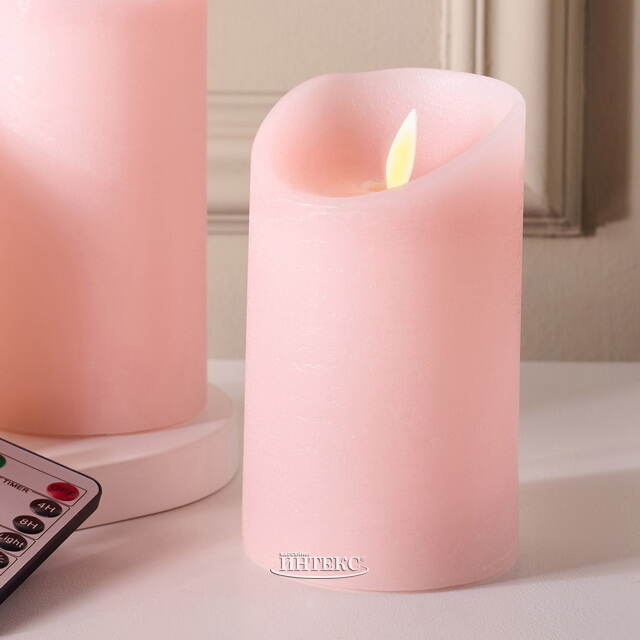 Набор свечей с имитацией пламени Флэйм 12-17 см, 3 шт, с пультом управления, коралловые, восковые Peha (Пеха)