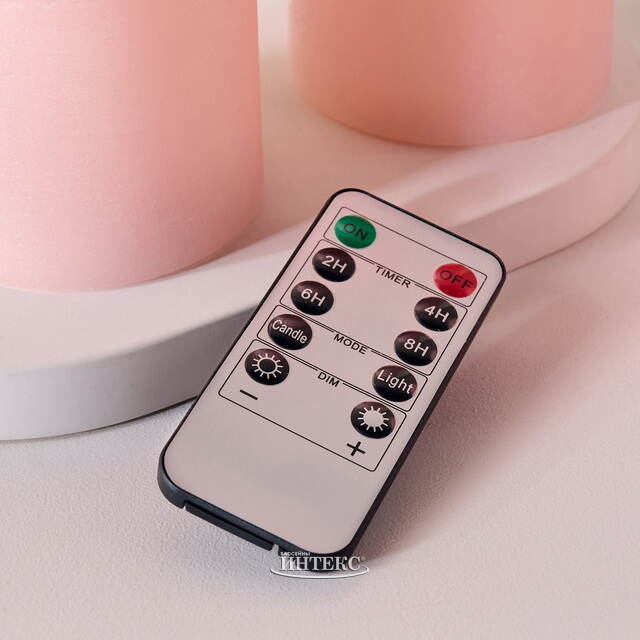 Набор свечей с имитацией пламени Флэйм 12-17 см, 3 шт, с пультом управления, коралловые, восковые Peha (Пеха)