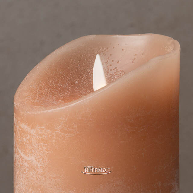 Светодиодная свеча с имитацией пламени 10 см, персиковая восковая Peha