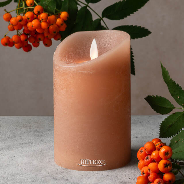 Светодиодная свеча с имитацией пламени 12.5 см, персиковая восковая Peha (Пеха)