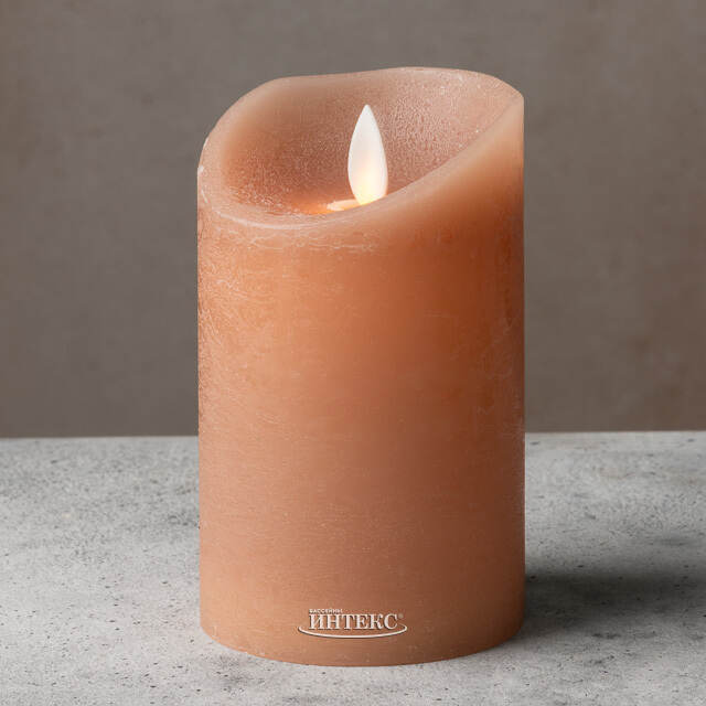 Светодиодная свеча с имитацией пламени 12.5 см, персиковая восковая Peha (Пеха)
