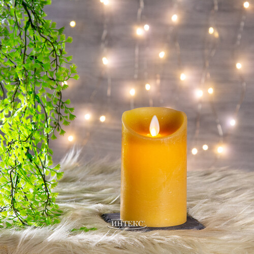 Светодиодная свеча с имитацией пламени 12.5 см, охровая восковая Peha