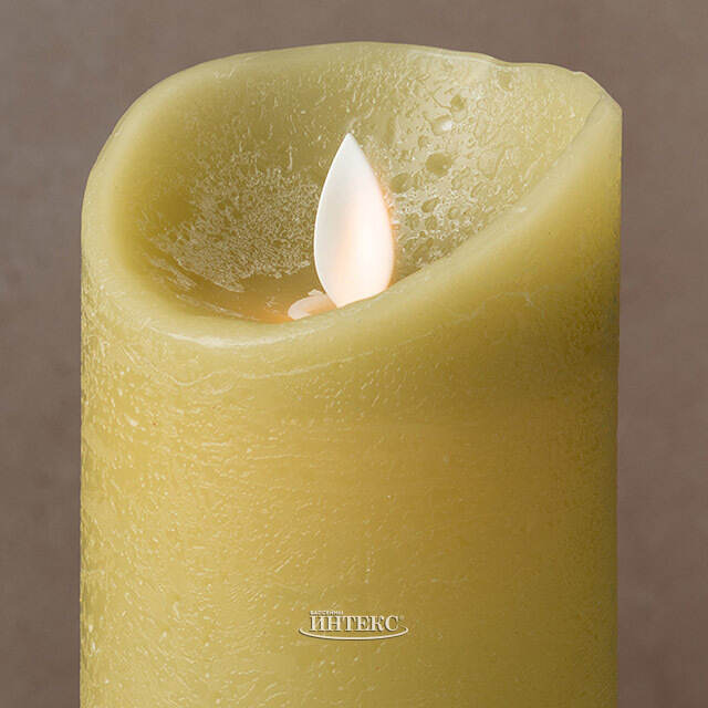 Светодиодная свеча с имитацией пламени 12.5 см, зеленая восковая, батарейка Peha (Пеха)