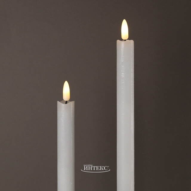 Столовая светодиодная свеча с имитацией пламени Инсендио 26 см 2 шт белая, батарейка Peha (Пеха)