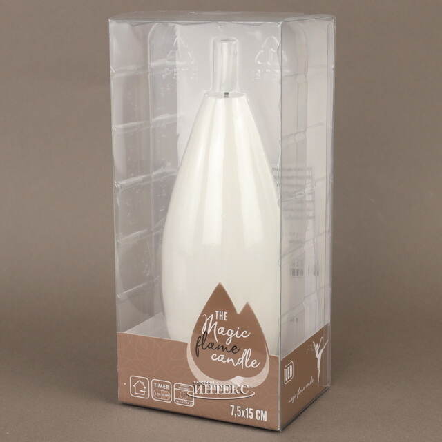 Светодиодная свеча с имитацией пламени Грацио 15 см белая, на батарейках Peha