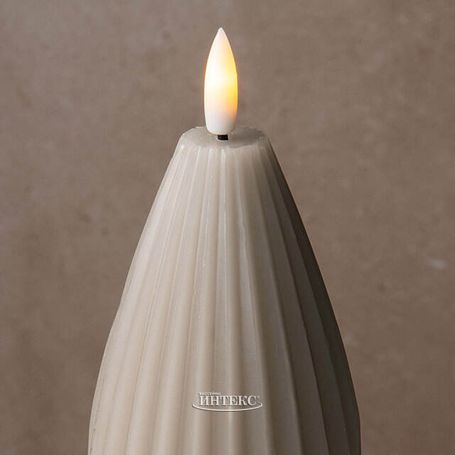 Светодиодная свеча с имитацией пламени Грацио 15 см серая, на батарейках Peha