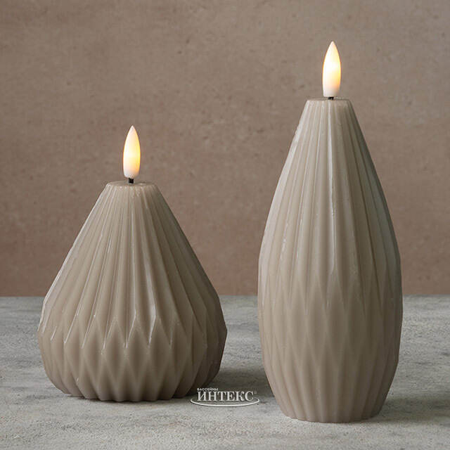 Светодиодная свеча с имитацией пламени Грацио 15 см серая, на батарейках Peha