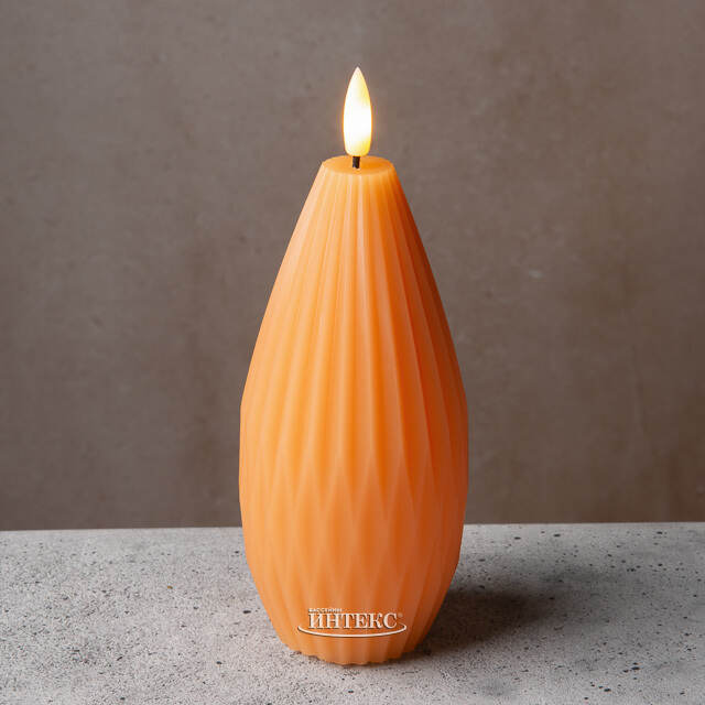 Светодиодная свеча с имитацией пламени Грацио 15 см оранжевая, на батарейках Peha
