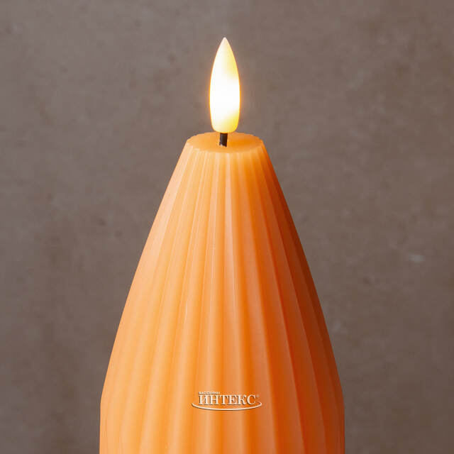 Светодиодная свеча с имитацией пламени Грацио 15 см оранжевая, на батарейках Peha